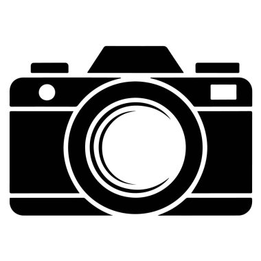 Grafik tasarım kullanımı için siyah ve beyaz kamera illüstrasyonu