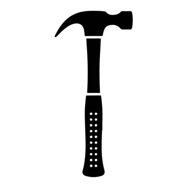 Beyaz arkaplanda izole edilmiş bir çekiç tasviri, çivi çakmak veya nesneleri kırmak için bir araç