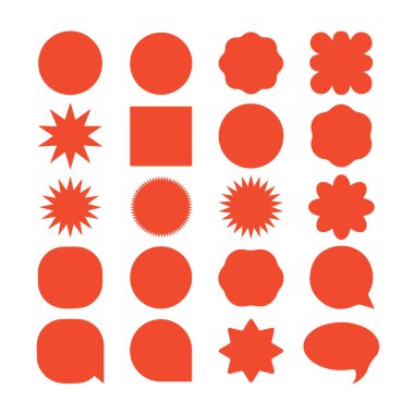 Beyaz arka planda izole edilmiş canlı turuncu şekiller koleksiyonu, oyuncu bir dokunuş eklemek için mükemmel.