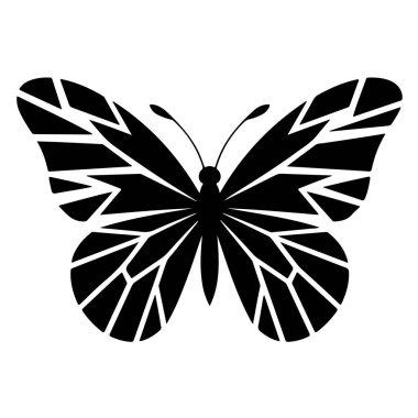 Siyah beyaz desenli Geometrik kelebek beyaz zemin üzerinde izole