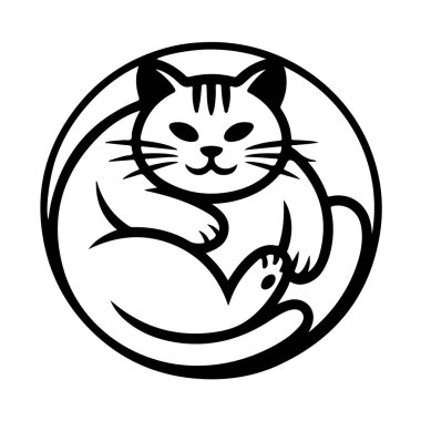 Beyaz arka planda izole edilmiş şirin kedi, ev hayvanı, vektör illüstrasyonu.