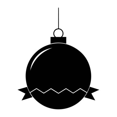Beyaz arka planda izole edilmiş bir kurdelesi olan siyah bir noel süsü.