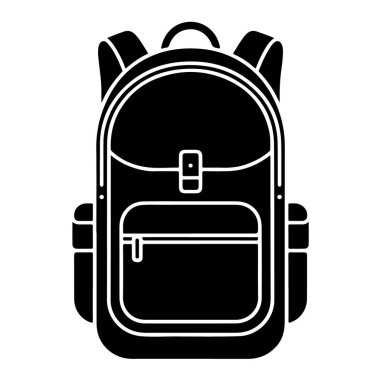 Beyaz arkaplanda izole edilmiş birden fazla cebi ve kayışları olan sırt çantası, vektör illüstrasyonu