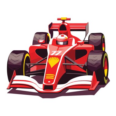 Kırmızı Formül 1 yarış arabası beyaz arkaplanda izole edildi