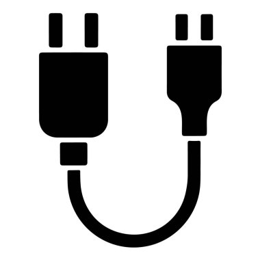 Beyaz arkaplanda izole edilmiş siyah bir usb kablosu tasviri, veri ve güç aktarımı için ortak bir bağlantı aracı