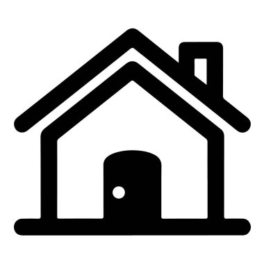 Beyaz arka planda izole edilmiş bacası olan basit bir ev tasviri emlak veya ev geliştirme projeleri için mükemmel.