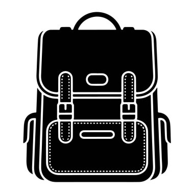 Okul, seyahat ya da macera tasarımı için siyah bir sırt çantası silueti