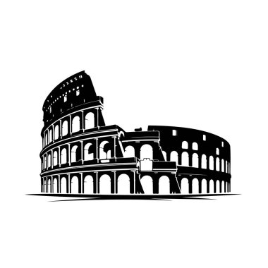 Roma 'daki kolezyumun resmi beyaz arka planda izole edilmiş, İtalya' nın ünlü simgesi, antik amfi tiyatroda.