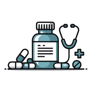 Grafik tasarım kullanımı ve sağlık hizmetleri için beyaz arkaplanda izole edilmiş vektör biçiminde tıbbi simge belirlendi