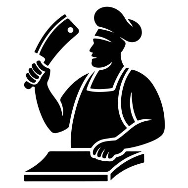 Bir kasap et satırıyla hazır bekliyor, somutlaştırıcı mutfak uzmanlığı ve zanaatkarlığı.