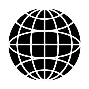 Küresel bağlantının ve dünya çapında iletişimin simgesi olan küresel simge basit tasarım.