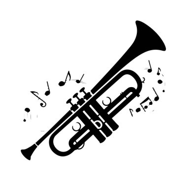 Yüzen notaları olan müzikal trompet, caz, müzik etkinlikleri ve sanatsal kompozisyonlar için mükemmeldir.