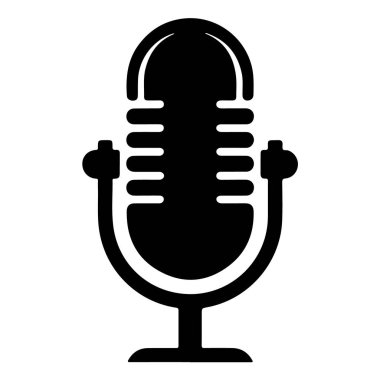 Siyah mikrofon simgesi, ses kayıt ve yayın ekipmanlarının sembolü