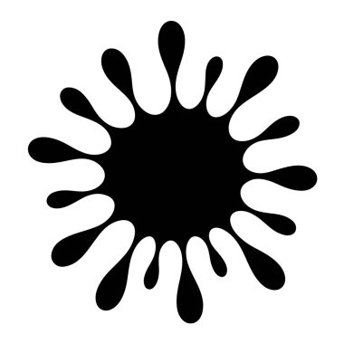 Siyah mürekkep lekesi, eşsiz şekilli tasarım ve dekorasyon için grafik bir element.