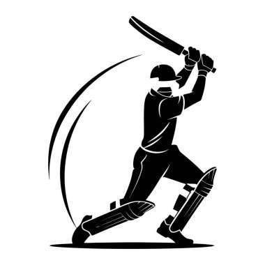 Spor ve oyun tasarımı projeleri için atış yapan bir kriket oyuncusunun silueti