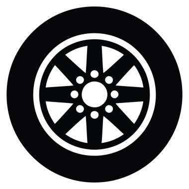 Herhangi bir tasarım amacı için siyah beyaz araba tekerleği çizimi