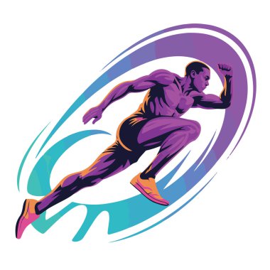 Bir sprinter hızlı koşuyor ve beyaz arka planda izole bir şekilde odaklanıyor. Ayakkabı giyiyor.