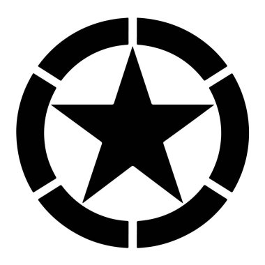 Beyaz arka planda izole edilmiş Amerikan askeri yıldızı, Birleşik Devletler silahlı kuvvetlerinin ve askeri araçların bir sembolü.