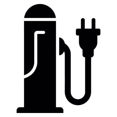 Elektrikli araç şarj istasyonu beyaz arka planda izole edilmiş, sürdürülebilir ulaşım geleceğinin bir sembolü