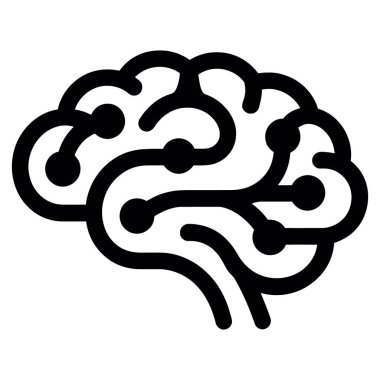 Zekayı, nöral ağları ve beyaz arka planda izole edilmiş bilişsel işlevi temsil eden biçimlendirilmiş beyin simgesi