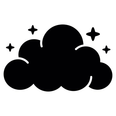 Beyaz arka planda dört yıldızlı kabarık bir bulut.