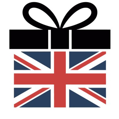 Beyaz arka planda izole edilmiş İngiliz hediye kutusu, kutlama ve kültürün sembolü, tasarımlar için mükemmel.