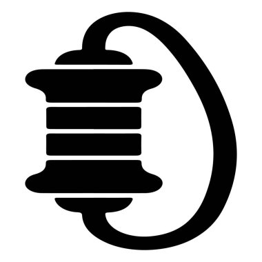 Döngülü bir iplik makarasının siyah beyaz simgesi