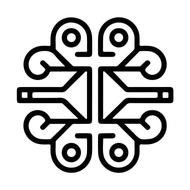 Şekil verilmiş bir çiçek ya da karmaşık bir düğüm gibi görünen soyut simetrik siyah beyaz geometrik desen