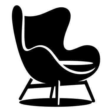 Modern bir koltuğun silueti, ikonik yumurta koltuğu tasarımı, izole edilmiş...