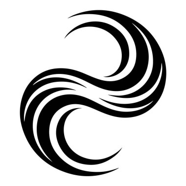 Soyut siyah girdap, sonsuzluğu ya da stilize edilmiş 8 numarayı temsil eder.