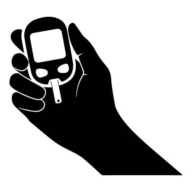 Kan şekeri testi için elinde glikoz ölçer var.