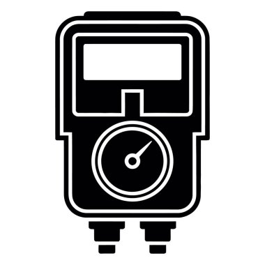 Beyaz arkaplanda izole edilmiş siyah çoklu metre simgesi, teşhis için elektrik testi ve ölçüm ekipmanlarını sembolize ediyor
