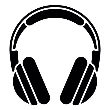 Beyaz arka planda izole edilmiş siyah kulaklıklar, müzik, ses ve sesin sembolü, müzik severler için mükemmel.