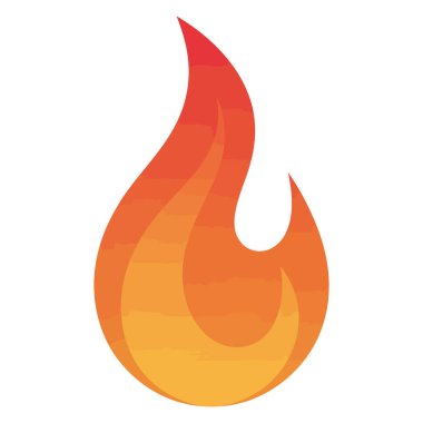 Beyaz arkaplanda izole edilmiş canlı turuncu ve kırmızı alev ikonunun basit stil çizimi