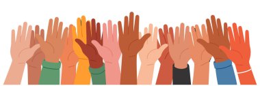 Çeşitli Kaldırılmış Eller Toplum Desteği İllüstrasyonu