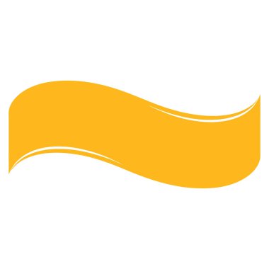 Sarı dalgalı kurdele afişi akıcı dekoratif etiket