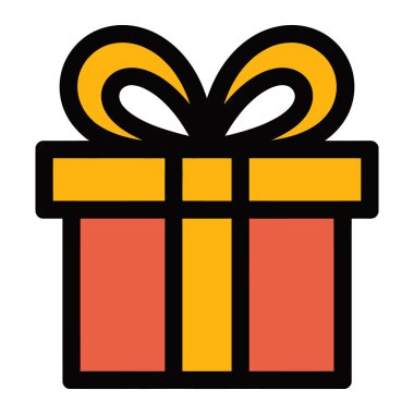 Üzerinde büyük bir fiyonk olan, beyaz arkaplanda izole edilmiş bir hediye kutusunun basit simgesi