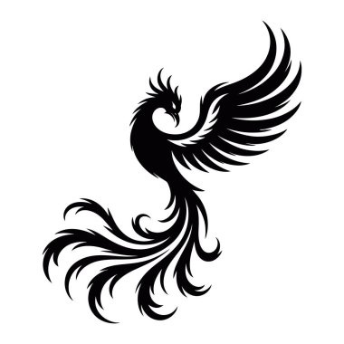 Stilize edilmiş siyah Anka Kuşu silueti ve uçuşan tüyleri