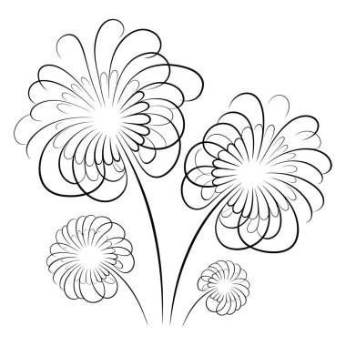 Siyah ve beyaz çizgili soyut çiçek desenli tasarım çeşitli dekoratif amaçlar için mükemmel. Mesela tebrik kartları veya düğün kartları..