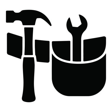 Repair tools icon. Hammer wrench set. Hand tools and equipment. Construction maintenance works.