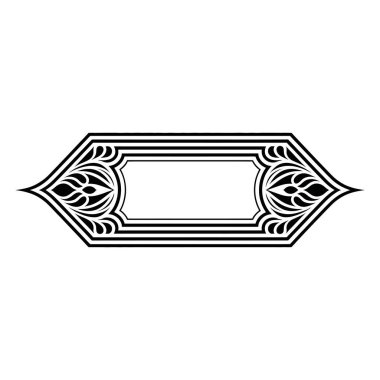 Zarif süsleme kenarı; siyah beyaz çerçeve; şeffaf arkaplan; dekoratif vintage yatay pankart; şablon