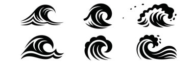 Siyah dalga sembolleri su hareketi Japon sanat tarzı vektörü