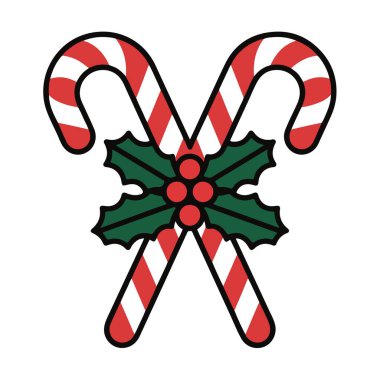 Holly 'nin dekoratif arka plan oluşturduğu neşeli baston şekerler dizayn edildi.