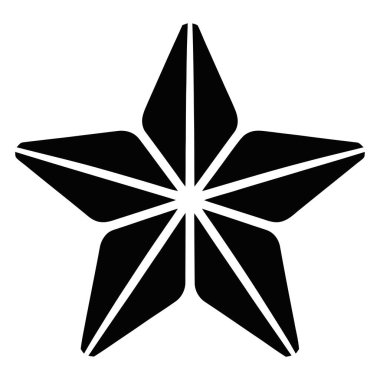 Geometrik yıldız şekli tasarımı. Siyah siluet süsü. Vektör süsü.