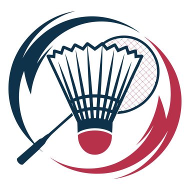 Badminton logosu, mekik horozu ve raket spor tasarımı enerji yarışması için.