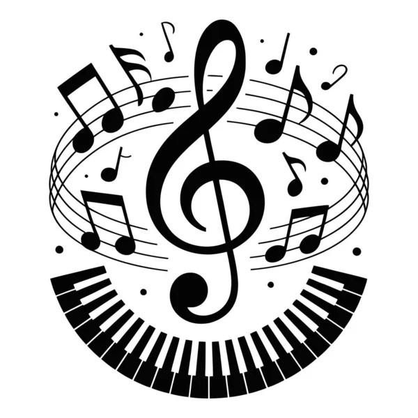 Treble Clef 'li müzik notaları. Melody 'nin Vektör İllüstrasyonu, Senfoni.