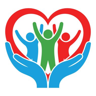 Gönül ve el vektörleri olan yardım konsepti. Sosyal hizmet grafiği.