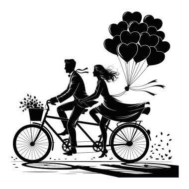 Bisikletli çift romantizmden, aşktan, mutluluktan, çiçeklerden, balonlardan ve hediyelerden hoşlanır.