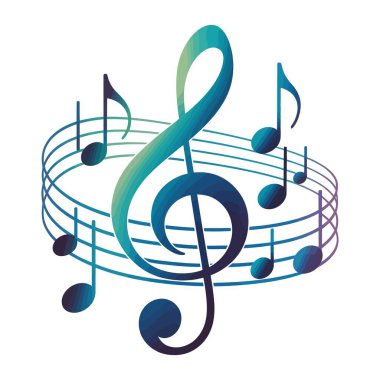 Renkli anahtarlar ve notalar. Dekoratif sanat baskısı tasarımı.