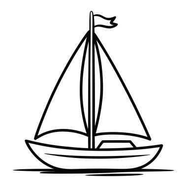 Minimalist yelkenli illüstrasyon tatil seyahati deniz kenarı tasarımı